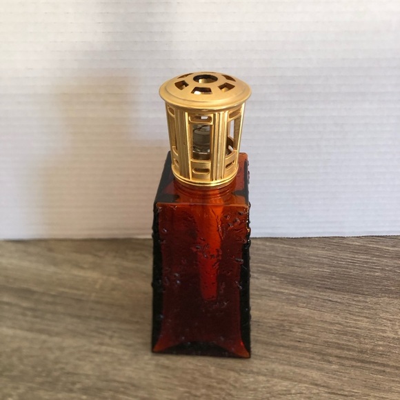1950s Amber Glass Fragrance Lamp with Gold Top - Picture 4 of 15